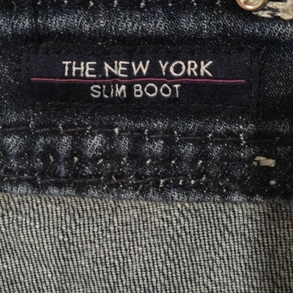 Vigoss New York Slim Boot Jeans Size 20 Embellished Pockets Dark Wash Size 20/33 - Picture 3 of 9